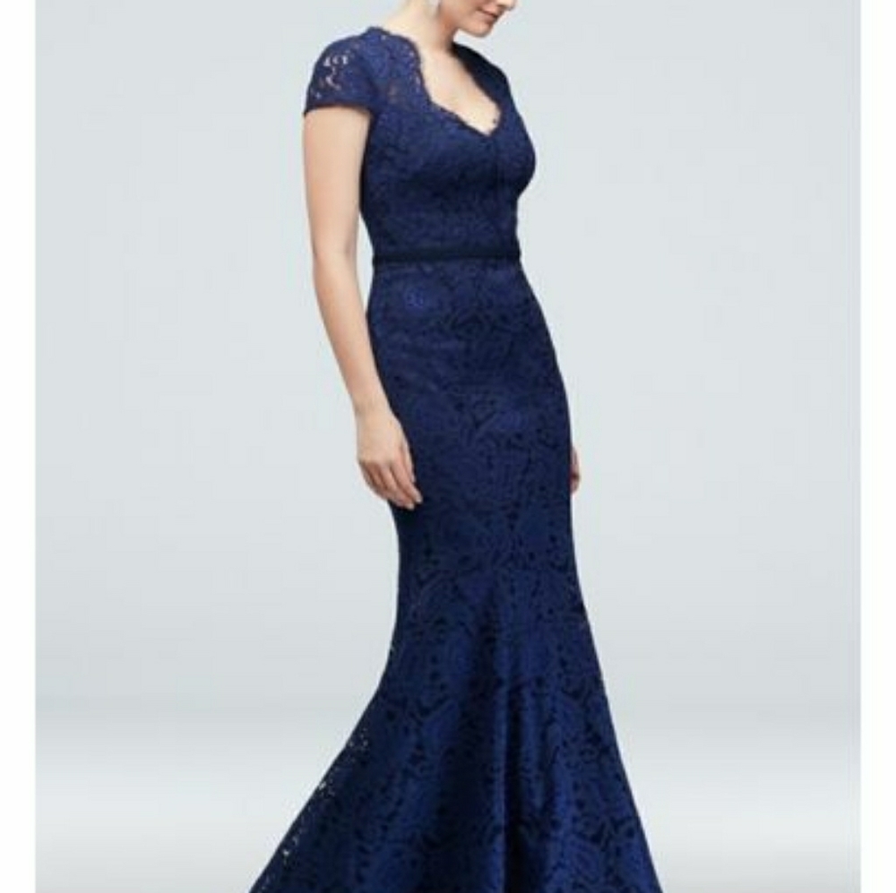 Navy Lace Mermaid Gown